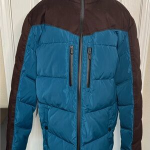 Rank•45 Puffer Jacket Men’s Large Teal Blue Brown Western Outdoor  Coat NWT